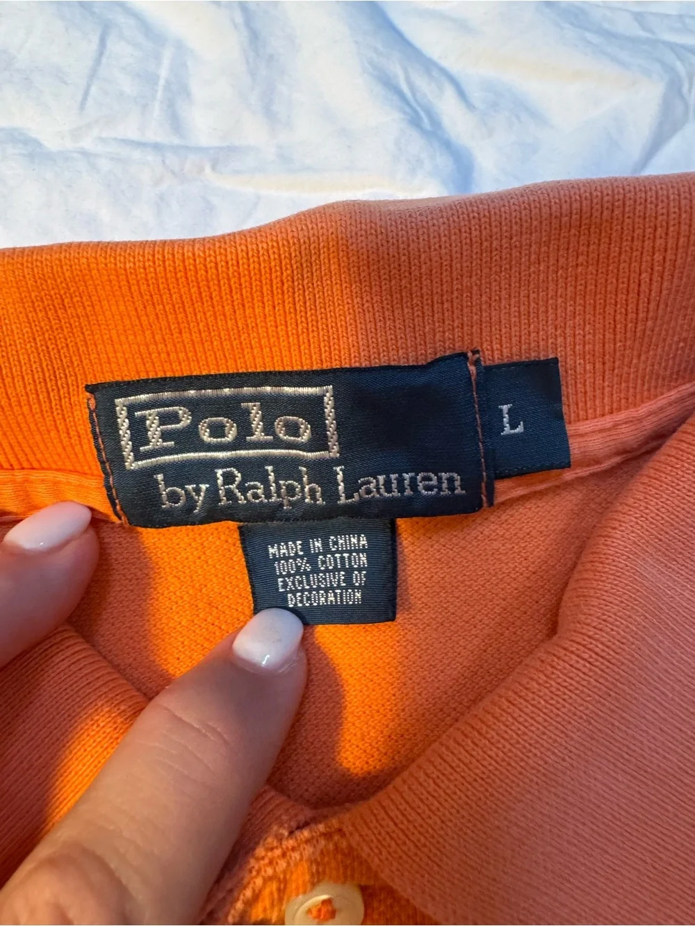 Genuine Y2K Polo Ralph Lauren Orange Cotton Mesh Polo Men’s L Blue Pony